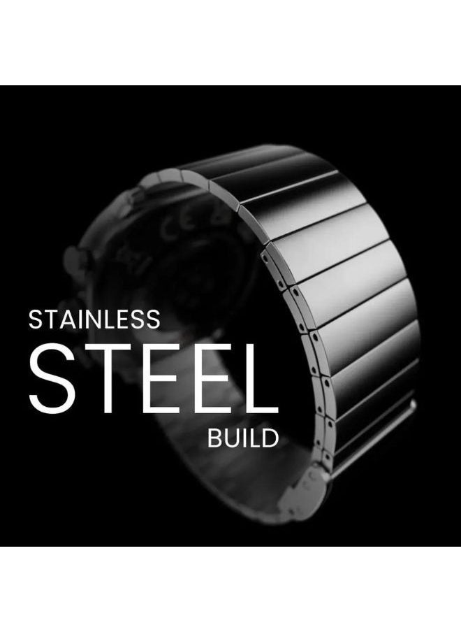HiFuture - FutureFit Aix Stainless Steel Smart Watch With Gorilla Glass, Black - Image 1