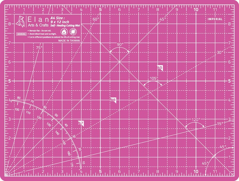 Elan Cutting Mat A4 Pink & Purple, Self Healing Cutting Mat 9x12 Inch, 5-Ply Craft Board Pink, Hobby Board for Crafts 9x12 Inch - Image 1