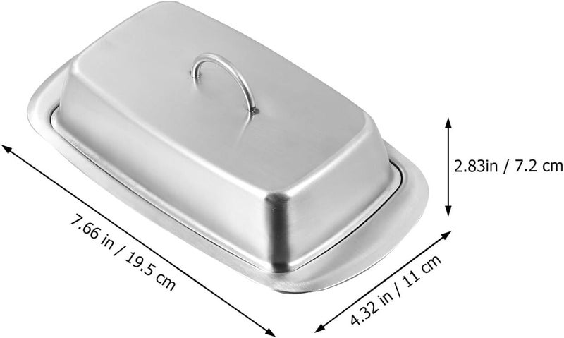 Practical Stainless Steel Butter Dish Insulation Box for Dessert Cheese Snacks Wear-resistant Silver Butter Tray with Smooth Edge for Parties and Banquets - Image 2