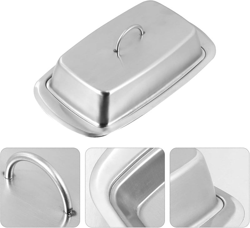 Practical Stainless Steel Butter Dish Insulation Box for Dessert Cheese Snacks Wear-resistant Silver Butter Tray with Smooth Edge for Parties and Banquets - Image 5