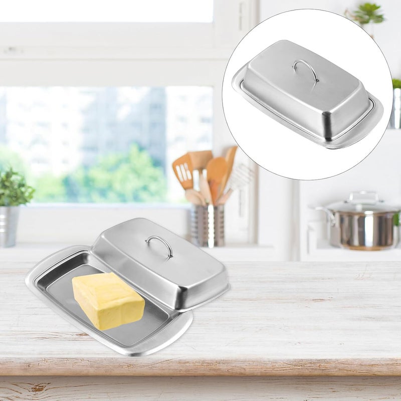 Practical Stainless Steel Butter Dish Insulation Box for Dessert Cheese Snacks Wear-resistant Silver Butter Tray with Smooth Edge for Parties and Banquets - Image 4