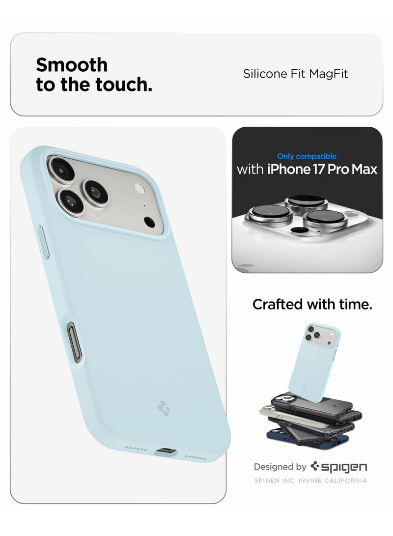 Spigen Silicone Fit MagFit for iPhone 17 Pro Max MagSafe Case Cover - Mute Blue - Image 2