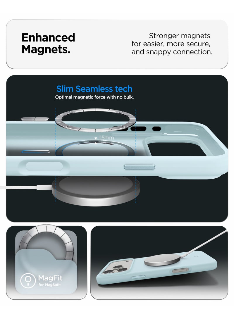 Spigen Silicone Fit MagFit for iPhone 17 Pro Max MagSafe Case Cover - Mute Blue - Image 5