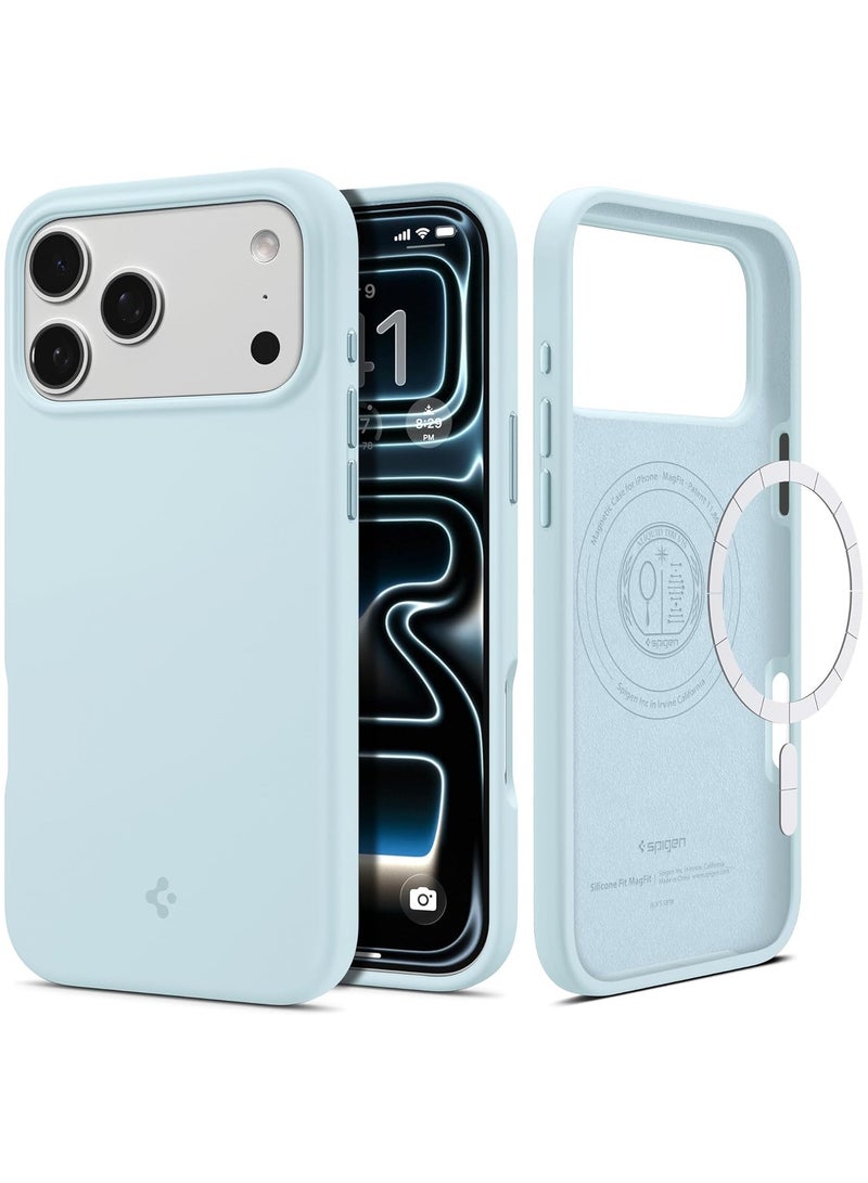 Spigen Silicone Fit MagFit for iPhone 17 Pro Max MagSafe Case Cover - Mute Blue - Image 1