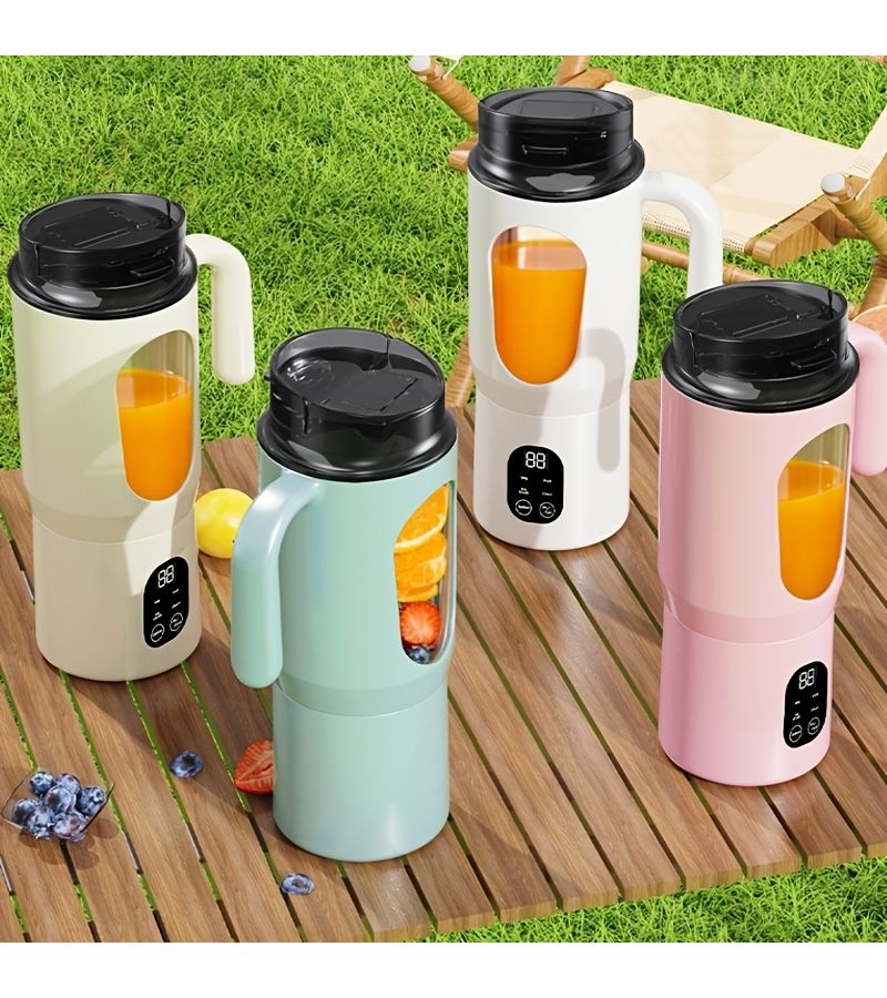 USB Rechargeable Portable Juicer White Small Smoothie Milkshake Maker Digital Display Ice Crusher 19 61oz Travel Easy Clean Dual Lid Cup With Handle - Image 2