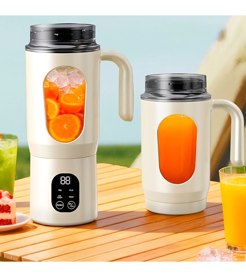 USB Rechargeable Portable Juicer White Small Smoothie Milkshake Maker Digital Display Ice Crusher 19 61oz Travel Easy Clean Dual Lid Cup With Handle - Image 1