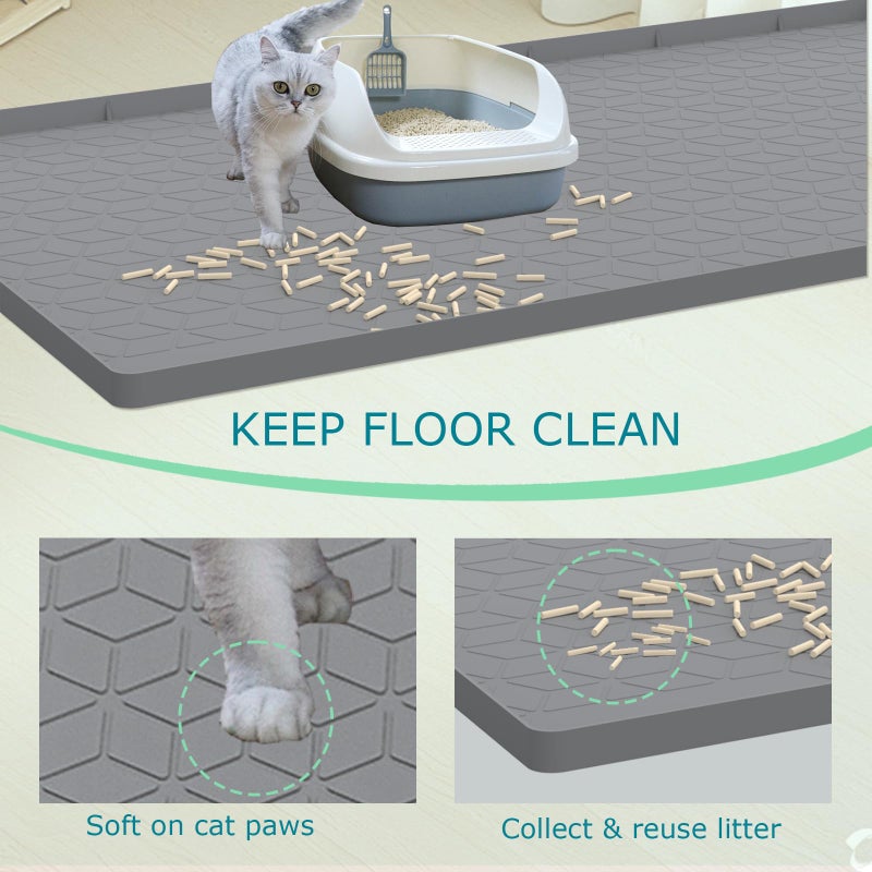 Jacooxi Cat Litter Mat for Litter Box, Silicone Large Cat Litter Trapping Mat - 31x22 in, Waterproof & Non-Slip, Durable & Easy Clean, Gray - Image 2