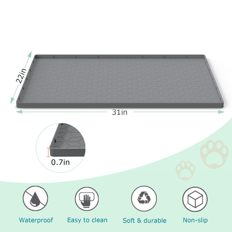 Jacooxi Cat Litter Mat for Litter Box, Silicone Large Cat Litter Trapping Mat - 31x22 in, Waterproof & Non-Slip, Durable & Easy Clean, Gray - Image 4