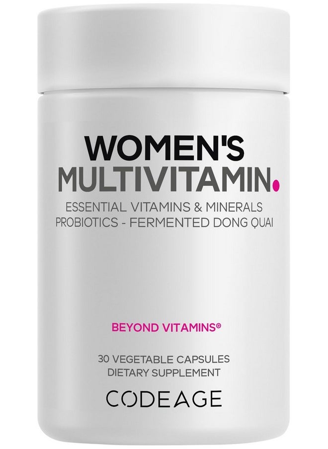 Codeage Codeage Women’s Multivitamin - Vitamins A, C, D3, E, B6, B12, Folate, Calcium, Magnesium, Iron, Dong Quai, Probiotics - 1 Capsule Per Serving - Daily Vitamin Pills for Women - Non-GMO - 30 Capsules  - Image 1