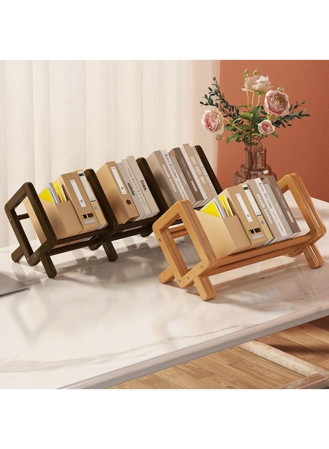 XiuWoo Adjustable Wood Desktop Storage Shelf, Large Capacity Bookshelf, Wooden Countertop Bookcase, Home Office Display Stand Rack, BambooTabletop Storage Rack, Document Storage Length Adjustable 52-102 cm - Image 5