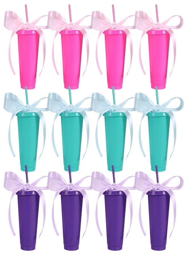 Rtteri 12 Pcs Kpop Theme Birthday Cups 24oz Party Favor Bulk Plastic Reusable Water Bottle with Lids Straws and 4 Roll Ribbons for Singer Party Popular Purple Birthday Friendship Fan Favor Decoration - Image 1