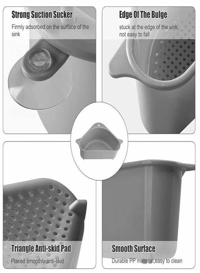 Jenibri 2 PCS Sink Strainers Basket,Triangular Sink Drain Shelf Storage Rack with Suction Cup, Multifunctional Sucker Storage Holder for Kitchen Bathroom Support Corner Soap Box Organizer (MINI) - Image 3
