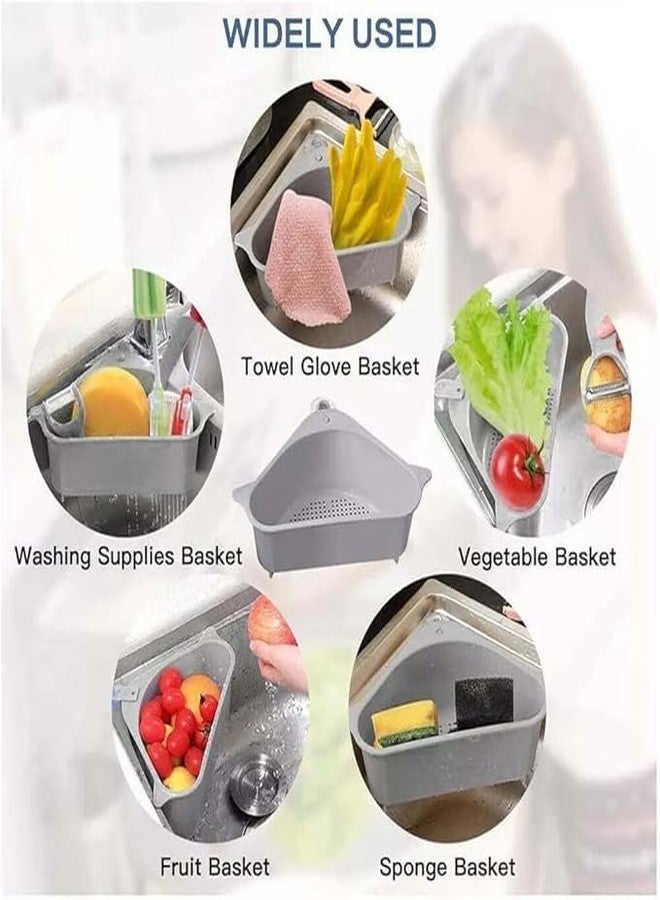 Jenibri 2 PCS Sink Strainers Basket,Triangular Sink Drain Shelf Storage Rack with Suction Cup, Multifunctional Sucker Storage Holder for Kitchen Bathroom Support Corner Soap Box Organizer (MINI) - Image 4
