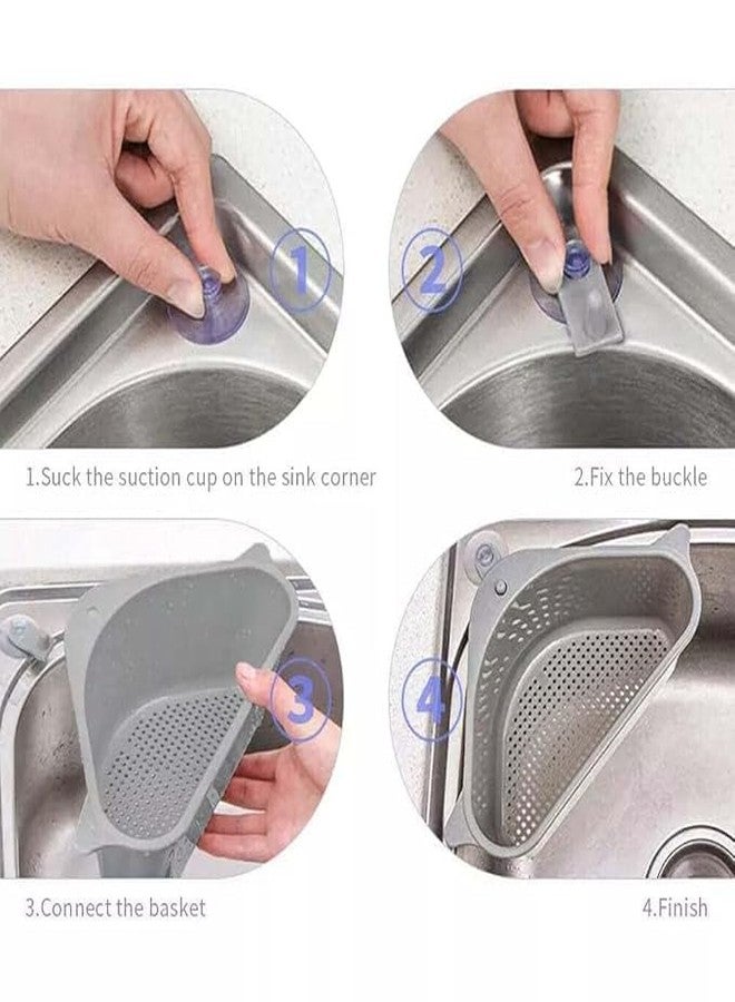 Jenibri 2 PCS Sink Strainers Basket,Triangular Sink Drain Shelf Storage Rack with Suction Cup, Multifunctional Sucker Storage Holder for Kitchen Bathroom Support Corner Soap Box Organizer (MINI) - Image 5