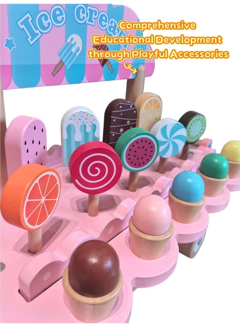 MOSH Pink Ice Cream Toy Playset - Pretend Play Food Kitchen Set for Kids, Educational & Creative Role Play Toys for Girls & Boys (3+ Years) - Perfect Birthday Gift - Image 2