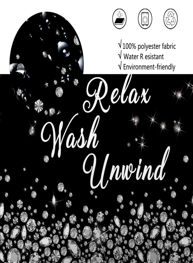 DeeCabin Black Silver Glitter Diamond Shower Curtain, Bling Shiny Queen Style Bathroom Curtain Decor, Modern Luxury Sparkly Shower Curtain Set with 12 Hooks, 70X70IN - Image 5