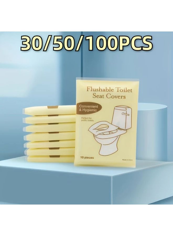 غطاء مقعد المرحاض القابل للتصرف - 50 عبوة، منتج صحي للسفر قابل للغسل للاستخدام العام - Image 1