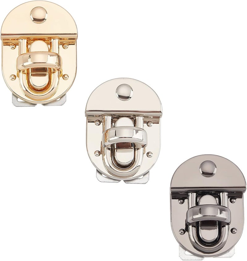 klarako 3 Colors Purse Twist Lock, Clutches Closure Handbag Turn Locks Clasp Metal Clip Buckle Fasteners Alloy Latches Catch Clasp DIY Leathercraft Briefcase Purse Making Hardware Accessory - Image 1