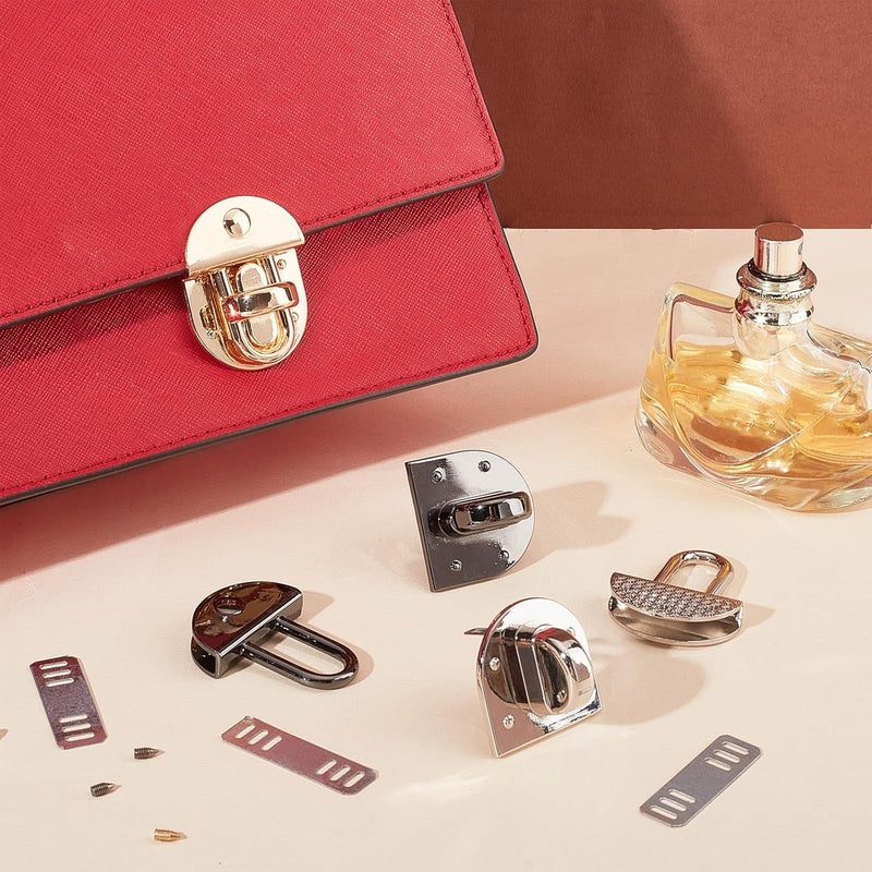 klarako 3 Colors Purse Twist Lock, Clutches Closure Handbag Turn Locks Clasp Metal Clip Buckle Fasteners Alloy Latches Catch Clasp DIY Leathercraft Briefcase Purse Making Hardware Accessory - Image 5