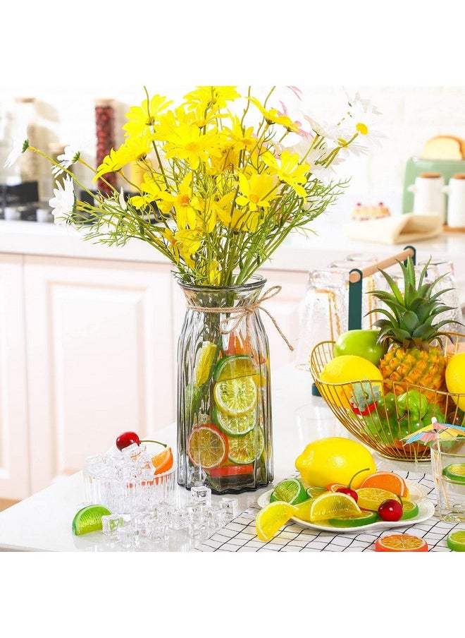 Mtlee - MTLEE 90pcs Artificial Plant Fruit Decor Set, Including 30 Simulation Lemon Slices, 50 Clear Acrylic Ice Cubes, 10 Artificial Cherry Fruits for Home Decor, Wedding Vase Filler, Photo Prop - Image 1