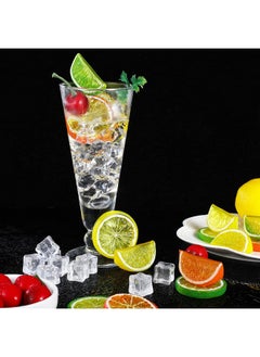 Mtlee MTLEE 90pcs Artificial Plant Fruit Decor Set, Including 30 Simulation Lemon Slices, 50 Clear Acrylic Ice Cubes, 10 Artificial Cherry Fruits for Home Decor, Wedding Vase Filler, Photo Prop  - Image 2