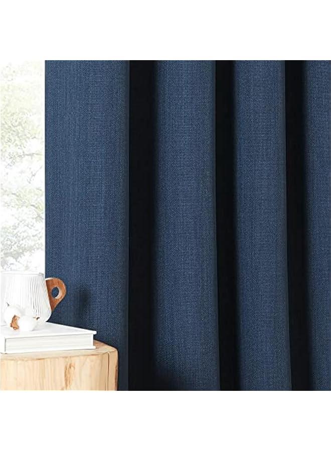 Arabest Room Darkening Navy Blue Curtains 84 inch Length, Rod Pocket/Back Tab/Hook Belt Primitive Faux Linen Thermal Insulated Window Drapes for Adult Boys Bedroom/Kids Room, W50 x L84, 2 Panels  - Image 5