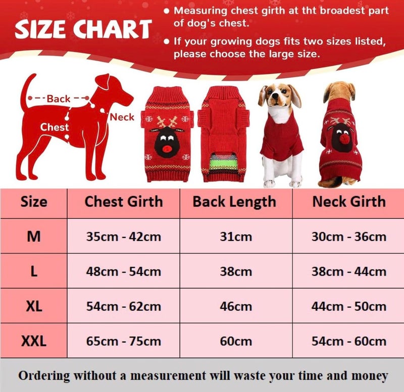 KUTKUT Dog Christmas Sweater Soft Warm Fall Winter Turtleneck Knitted Puppy Clothes Cute Reindeer Black Xmas Short Sleeves Clothing for Small Medium Dogs Cat (SIZE: XXL, Adjustable Chest: 65cm - 75cm) - Image 4