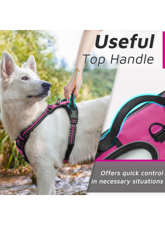 Eagloo Dog Harness For Large Dogs, No Pull Service Vest With Reflective Strips And Control Handle, Adjustable And Comfortable For Easy Walking, No Choke Pet Harness With 2 Metal Rings, Rose Red, L  - Image 5