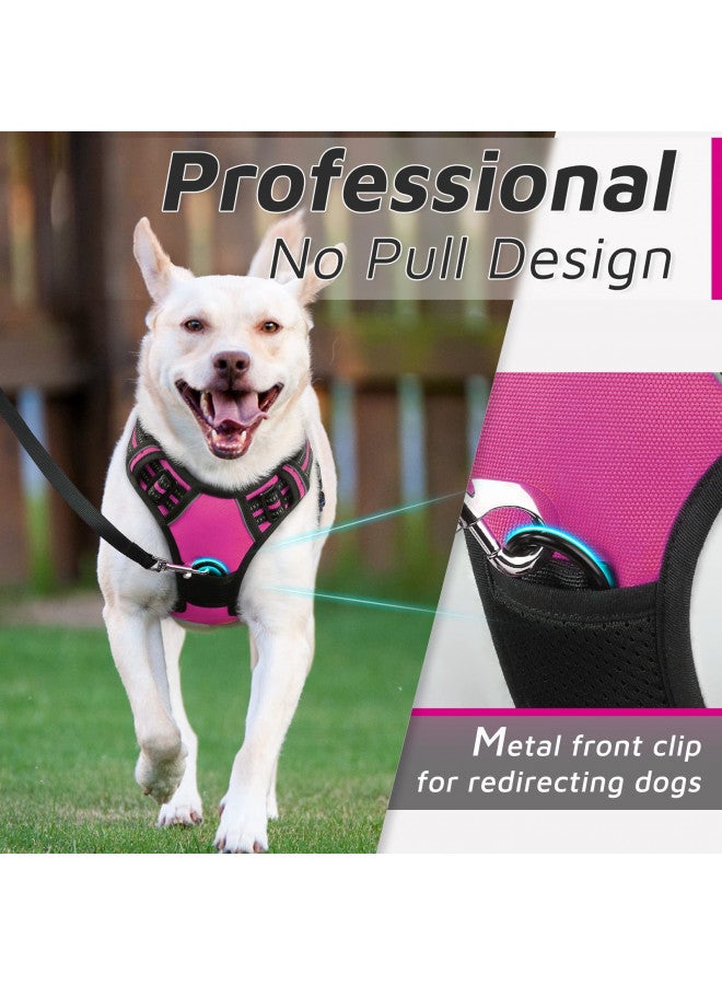 Eagloo Dog Harness For Large Dogs, No Pull Service Vest With Reflective Strips And Control Handle, Adjustable And Comfortable For Easy Walking, No Choke Pet Harness With 2 Metal Rings, Rose Red, L  - Image 3