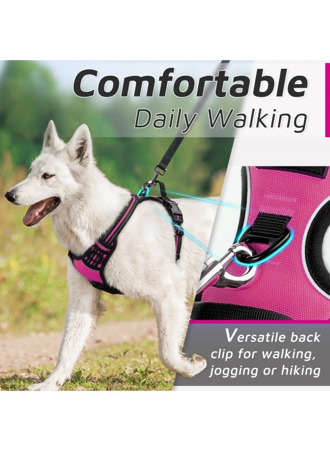 Eagloo Dog Harness For Large Dogs, No Pull Service Vest With Reflective Strips And Control Handle, Adjustable And Comfortable For Easy Walking, No Choke Pet Harness With 2 Metal Rings, Rose Red, L  - Image 4