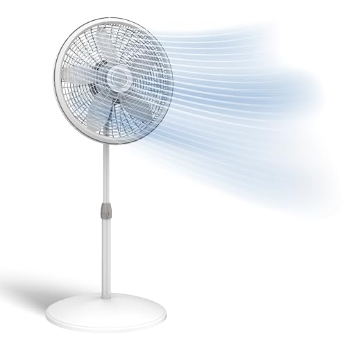 Lasko Oscillating Pedestal Fan  Lasko Fan with Adjustable Height and 3 Cooling Speeds Portable 18 White 1820
