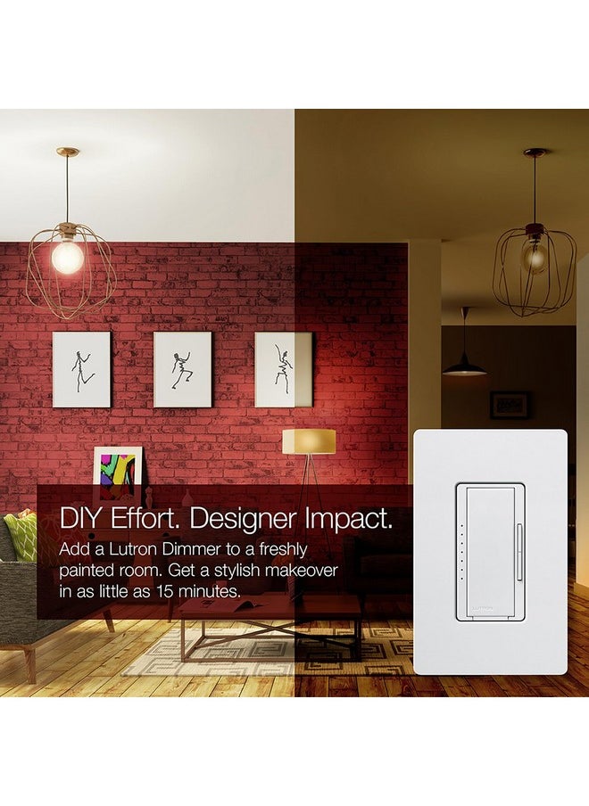 LUTRON Lutron Maestro LED+ Dimmer Switch for Dimmable LED, Halogen and Incandescent Bulbs, 150W/Single-Pole or Multi-Location, MACL-153M-WH-3, White (3-Pack)  - Image 2
