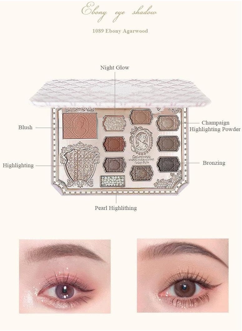 كولور روز لوحة ظلال العيون Cowherd Eyeshadow Blush Highlight Palette المتكاملة (1089 Ebony Agarwood)  - Image 2