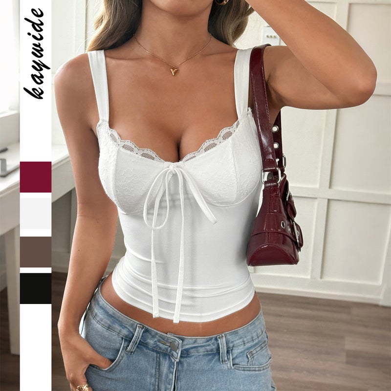 Women's Black Lace Trim Camisole Top - Image 1