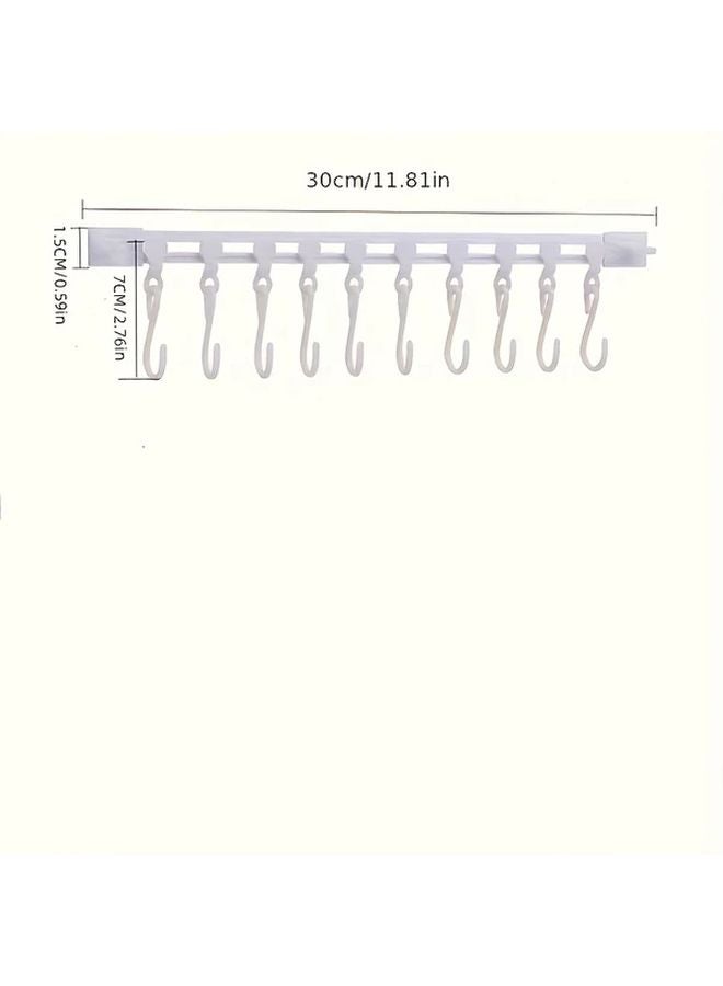 1PC White Wall Mounted No Drill Storage Hook Rack For Wardrobe Accessories - Image 3