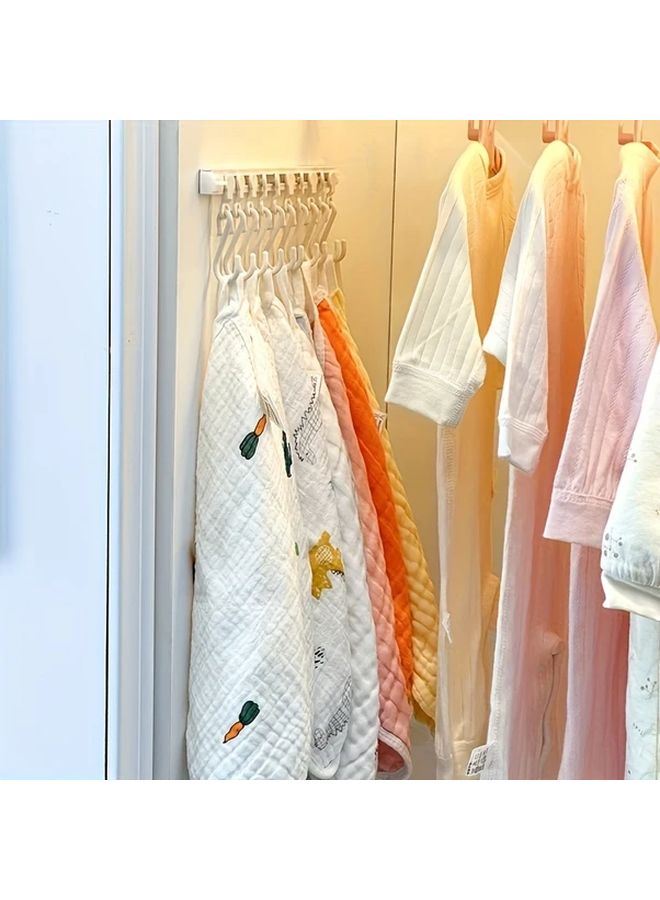 1PC White Wall Mounted No Drill Storage Hook Rack For Wardrobe Accessories - Image 2