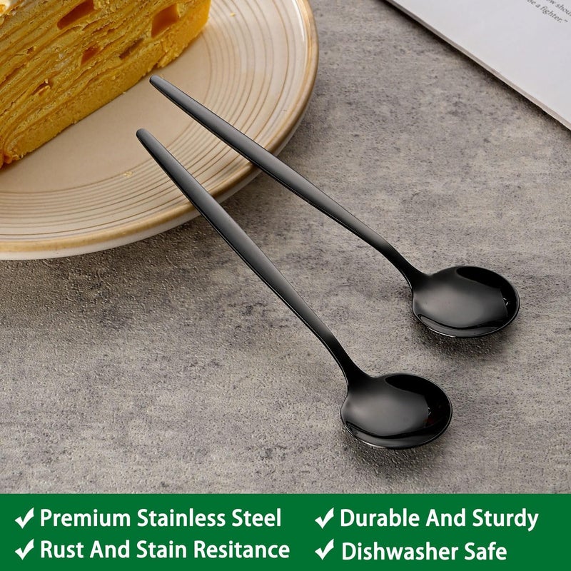 Dehov 5.1 Inch Coffee & Tea Spoons,6-Piece Black Stainless Steel Dessert Spoons For Cafe,Black Espresso Spoon,Cute Small Demitasse Spoon - Image 3