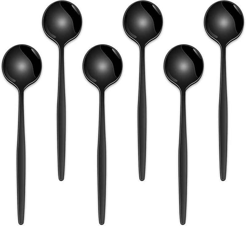 Dehov 5.1 Inch Coffee & Tea Spoons,6-Piece Black Stainless Steel Dessert Spoons For Cafe,Black Espresso Spoon,Cute Small Demitasse Spoon - Image 1
