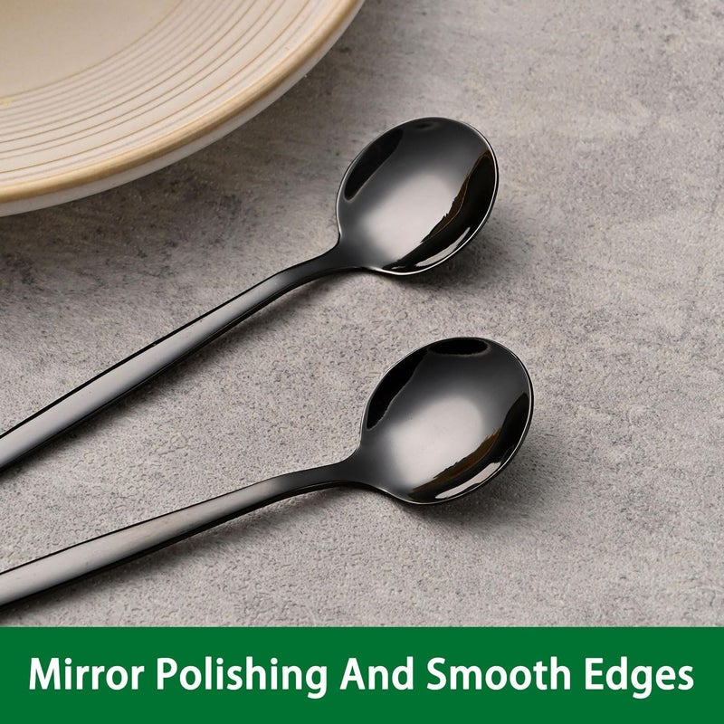 Dehov 5.1 Inch Coffee & Tea Spoons,6-Piece Black Stainless Steel Dessert Spoons For Cafe,Black Espresso Spoon,Cute Small Demitasse Spoon - Image 4