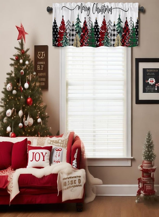 Finphoon Christmas Valances for Kitchen Windows, Christmas Tree Valances for Window, Farmhouse Valance Curtain, Rod Pocket Window Treatment Valance for Kitchen, Bathrooms, Living Room, 54 x 18 in - Image 2