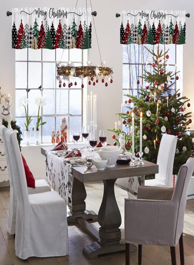 Finphoon Christmas Valances for Kitchen Windows, Christmas Tree Valances for Window, Farmhouse Valance Curtain, Rod Pocket Window Treatment Valance for Kitchen, Bathrooms, Living Room, 54 x 18 in - Image 3