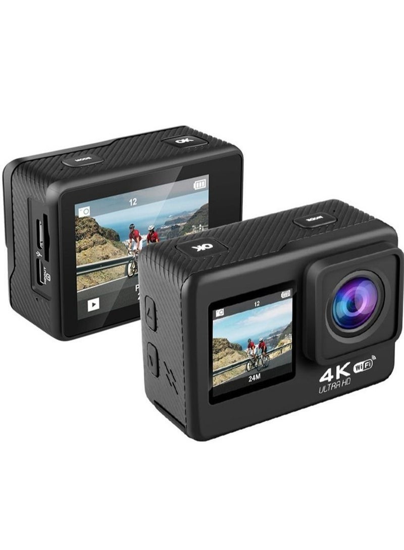 XiuWoo 4K Action Camera, 16MP WiFi Waterproof Camera,EIS Touch Screen, PC Webcam, 170 Deg Wide Angle 30M Underwater Camcorder with a 64GB U3 Card, Remote Control and Accessories  - Image 1