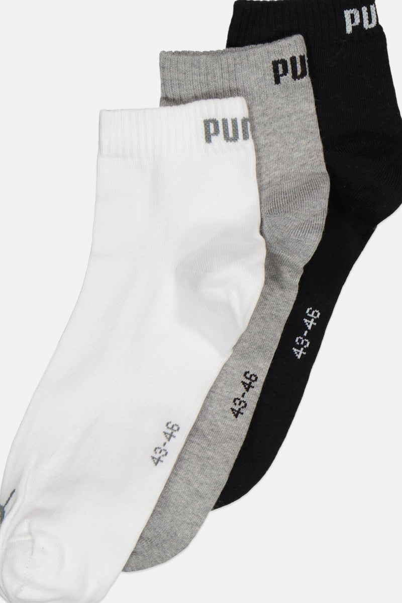 PUMA Men 3 Pairs Quarter Socks, Multicolor  - Image 2