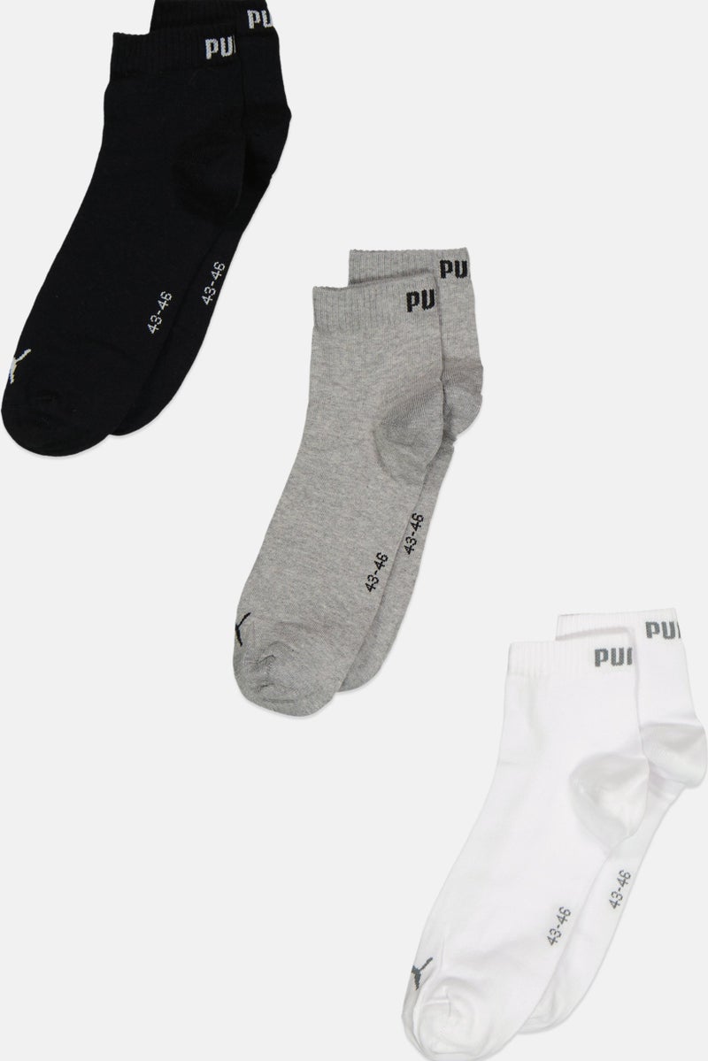 PUMA Men 3 Pairs Quarter Socks, Multicolor  - Image 1