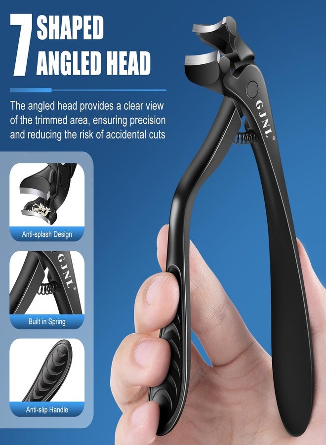 GJNL Toenail Clippers for Seniors Thick Toenails, 2026 Long Handle Angled Head Toe Nail Clippers for Men with Wide Jaw Opening, Sharp Heavy-Duty Non-Slip Fingernail Clipper with Catcher - Image 3