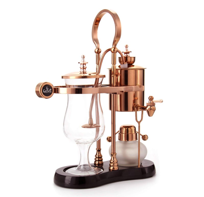 Diguo Belgian/Belgium Luxury Royal Family Balance Syphon Coffee Maker. Elegant Retro-Style Design. Color Rose Golden. Capacity: 500ml/17 oz. - Image 1