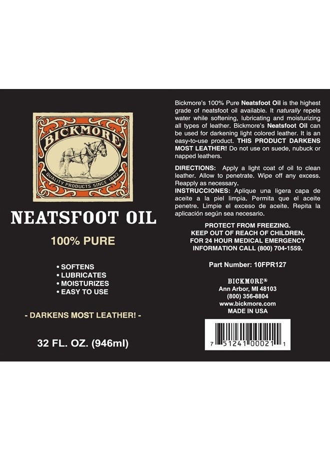 Bickmore 100% Pure Neatsfoot Oil 32 oz - Leather Conditioner and Wood Finish - Image 2