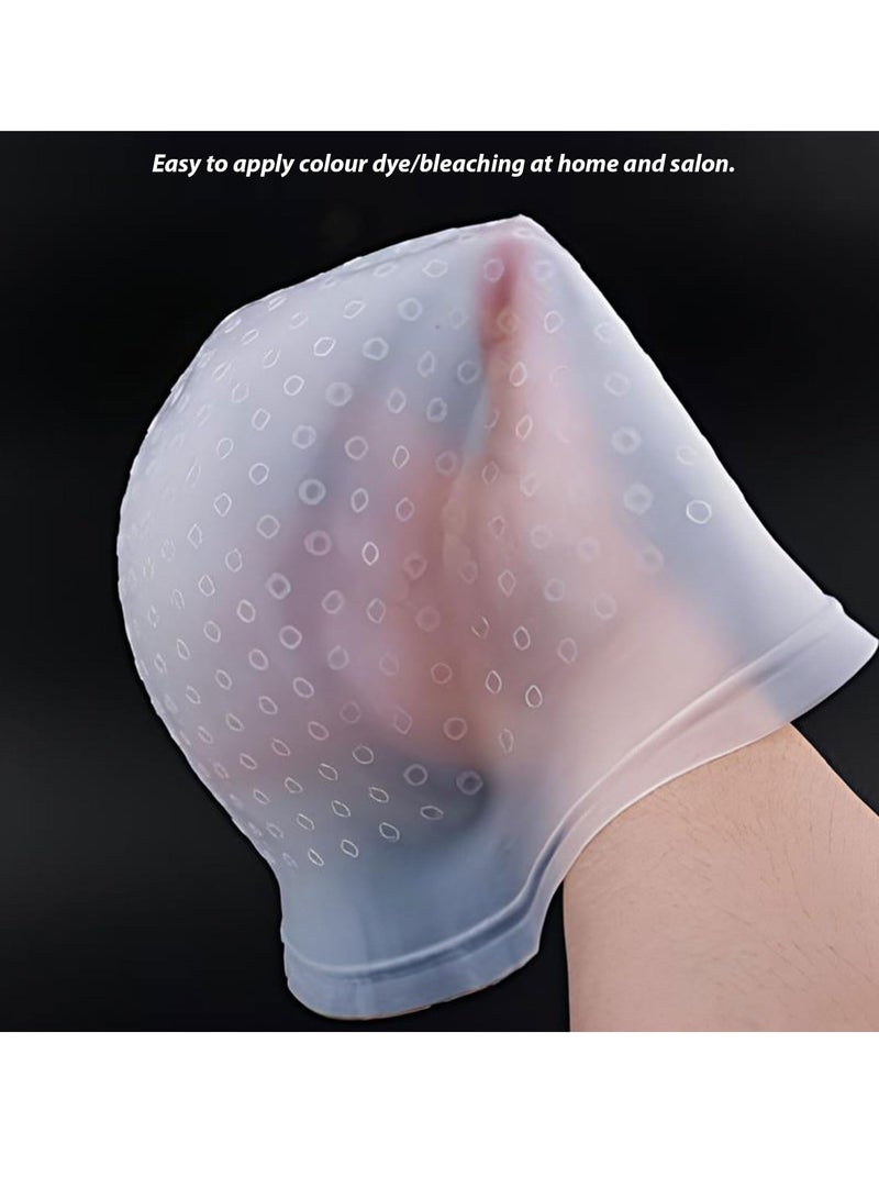 Meetion قبعة صبغ الشعر السيليكونية الاحترافية لتسليط الضوء على خصل الشعر وأدوات تصفيف الشعر مع خطاف صبغ الشعر للنساء والرجال - Image 3