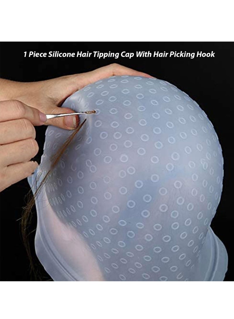 Meetion قبعة صبغ الشعر السيليكونية الاحترافية لتسليط الضوء على خصل الشعر وأدوات تصفيف الشعر مع خطاف صبغ الشعر للنساء والرجال - Image 5