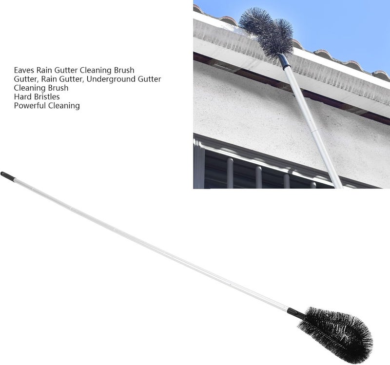 Professional Gutter Cleaning Tool, 9 Section Extendable Roof Brush and Gutter Cleaner Brush with Eaves/Drain Channels, Pet+PP+Aluminum - Image 4
